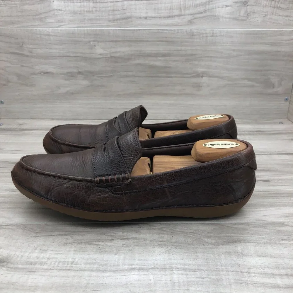 Cole Haan Driving Loafers Mens 10M Moto Grand Os Brown Leather Slip On Shoes